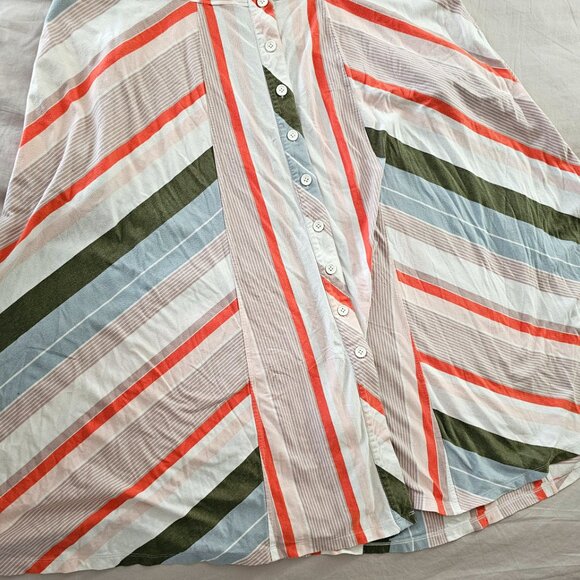 Plus Size Stripe Cotton Knit Sash Tie Shirt Dress - Picture 9 of 16